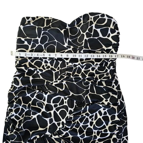 J F W Just for Women Tube Dress Black White Ruched Animal Print Size 2x Stretchy - Picture 5 of 6